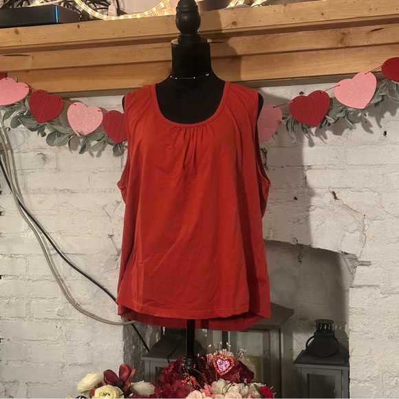 Basic Editions Womens Sleeveless Shirt Top Blouse Size 2X Red Summer Spring - Picture 2 of 8